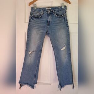 Zara Light Blue Distressed Ankle Jeans